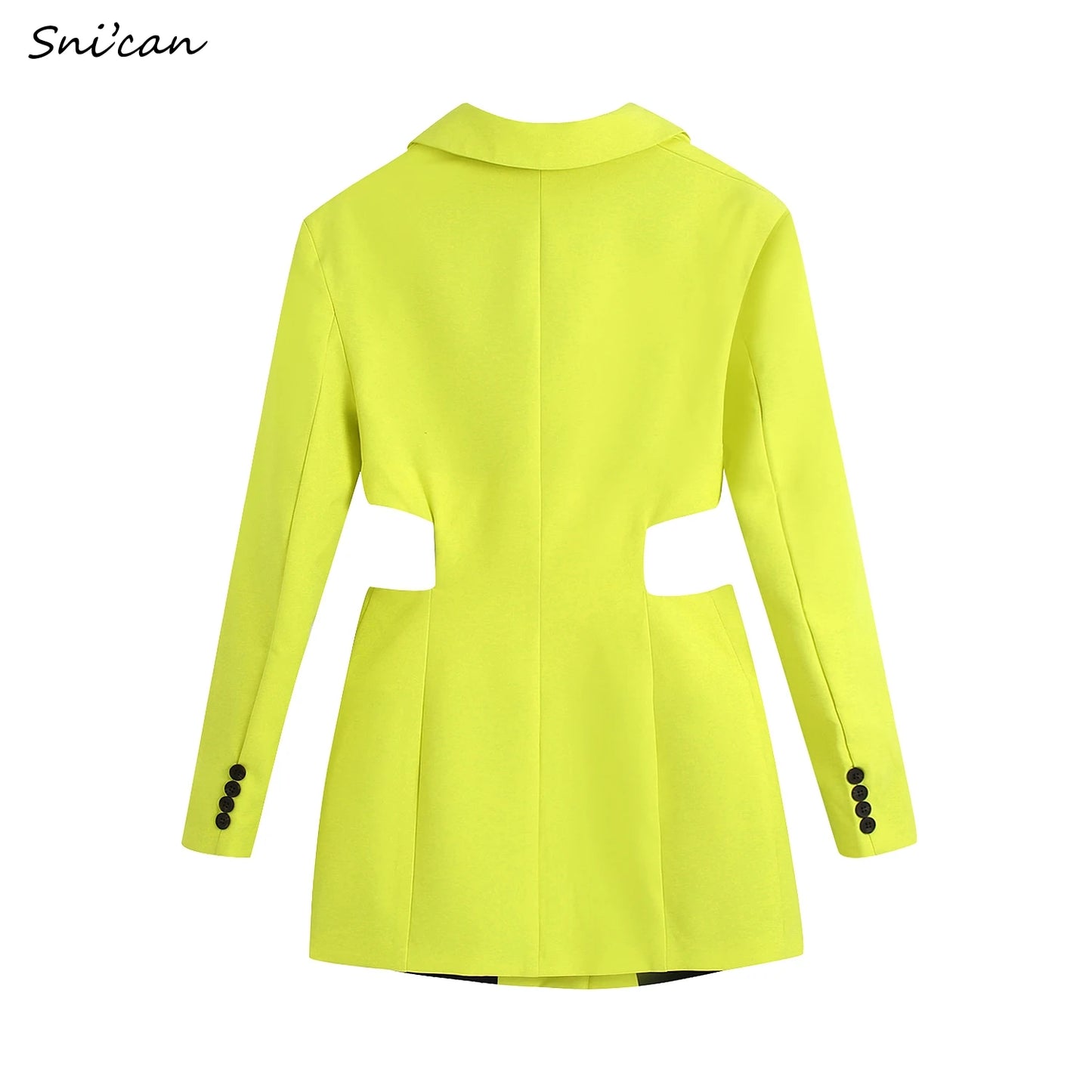 Hollow Out Waist Blazer Jacket Sexy Office Laidies Long Sleeve Bodycon Outwear Women Summer Robe Chemise Femme Chic Coat Abrigo