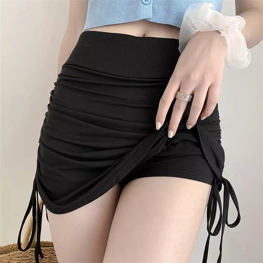 Skirts Female Harajuku 2023 Summer Autumn Period Ladies Thread Side Draw String Elastic Sexy Mini Skirts Womens Chic