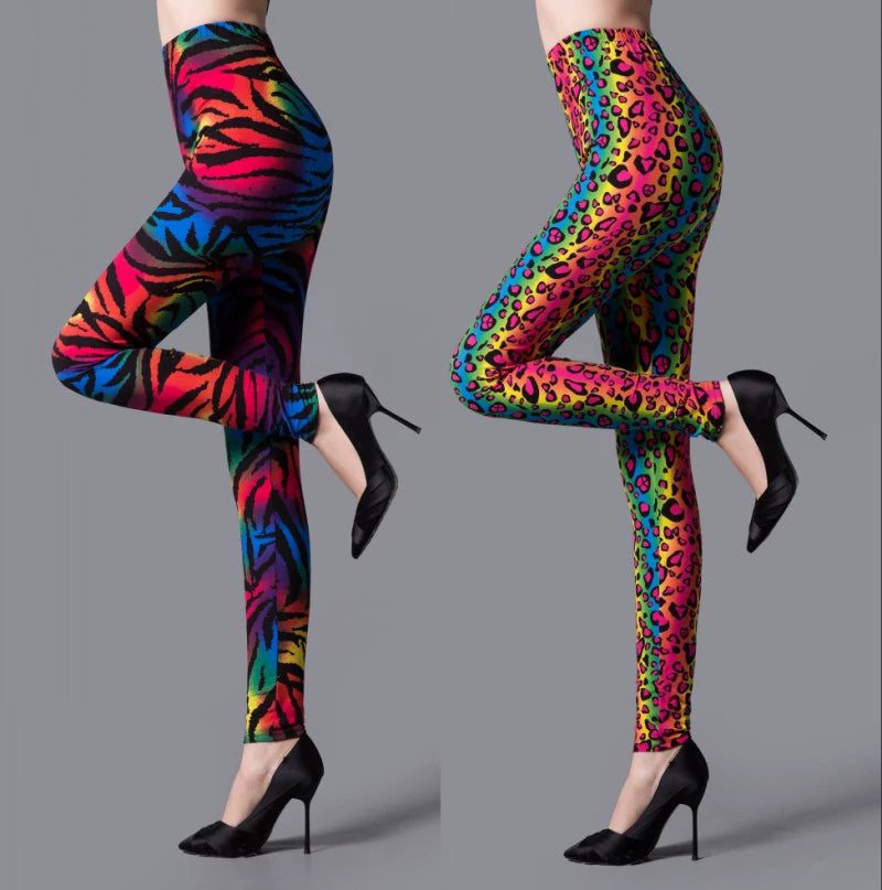 Spring and Autumn Color Leopard Print Print Outer Wear Leggings Elastic Soft Comfortable Skinny Pants Slim Leopard Point Women's Pants