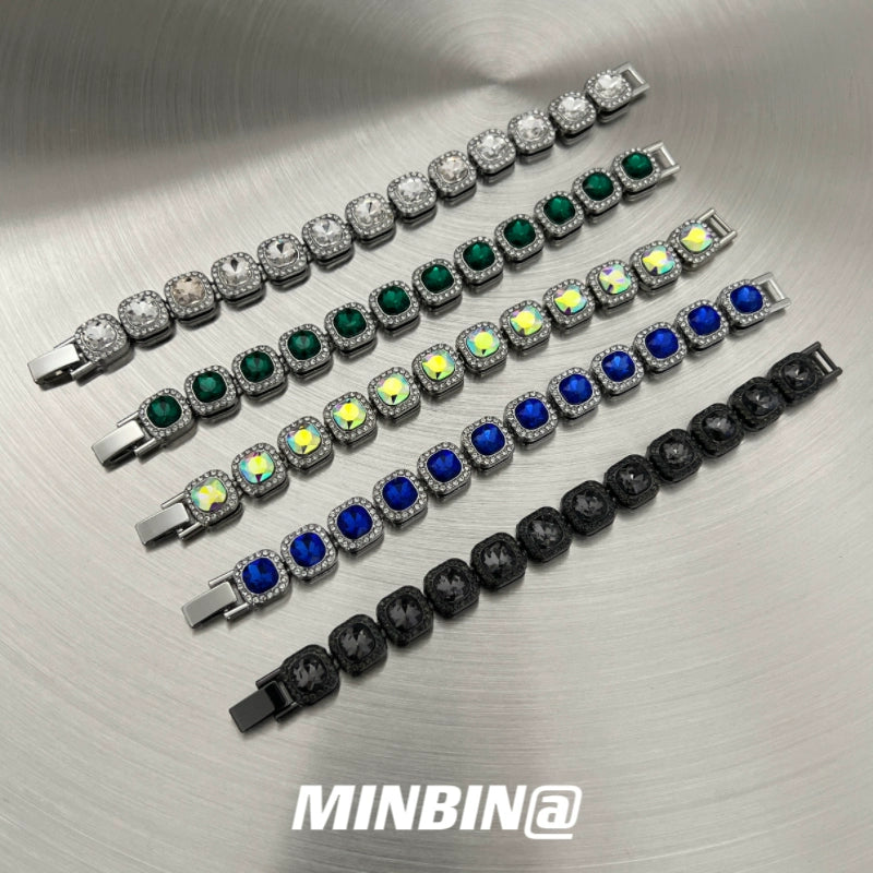 Minbin American Gem Rock Candy Necklace Men Niche Style Hip Hop Fancy Clavicle Chain Men's and Women's Sweater Chain Fashion