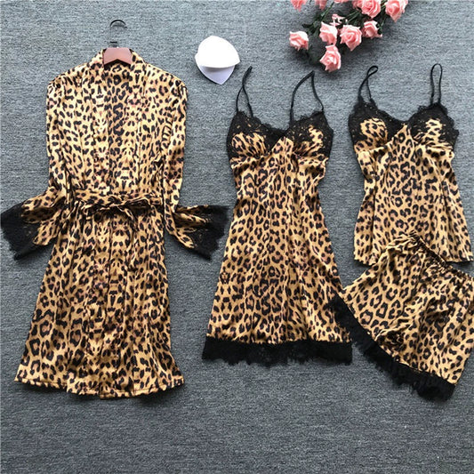 Suspended Skirt Bathrobe Set of Four Pieces Suspender Skirt Bathrobe Four-Piece Set