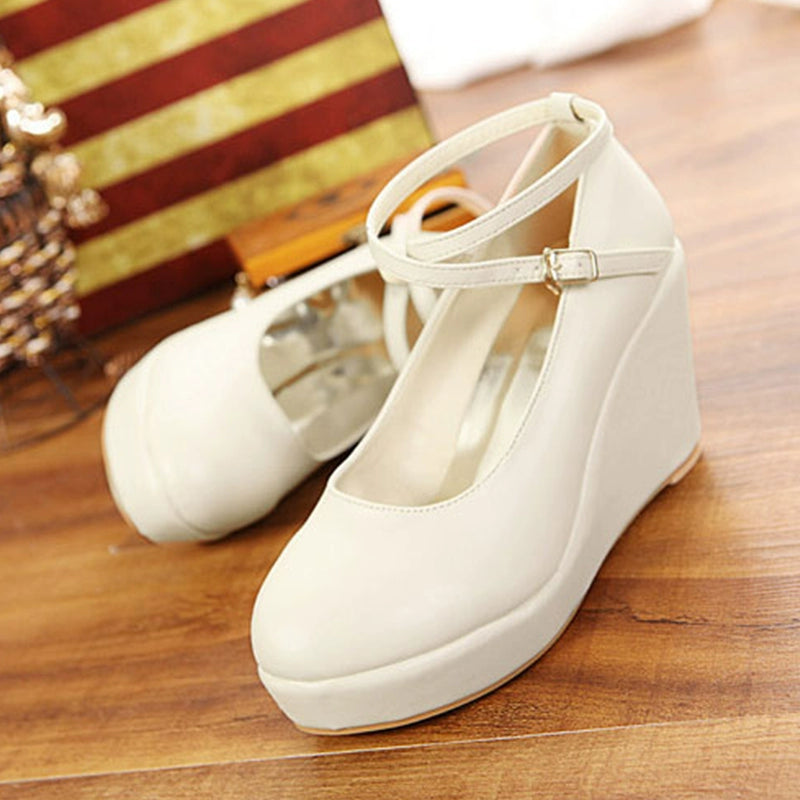 Comfortable Fashion European and American Style Muffin Bottom Small Size High Heel Flats