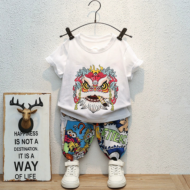 Children's Clothing Cartoon Boy Short Sleeve Handsome Cool Summer Clothes