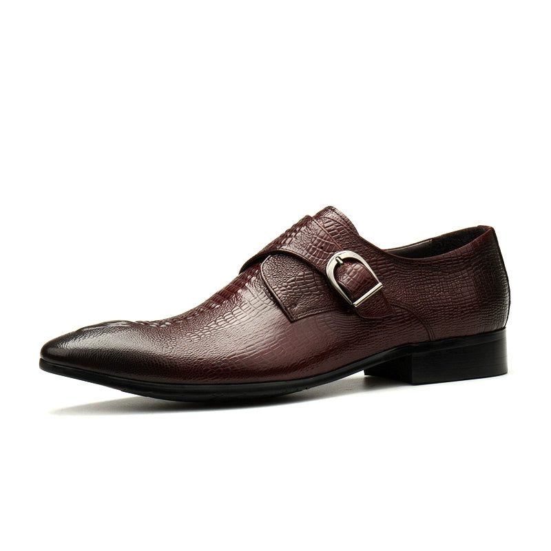 Business Young Men's Wine Red Leather Shoes