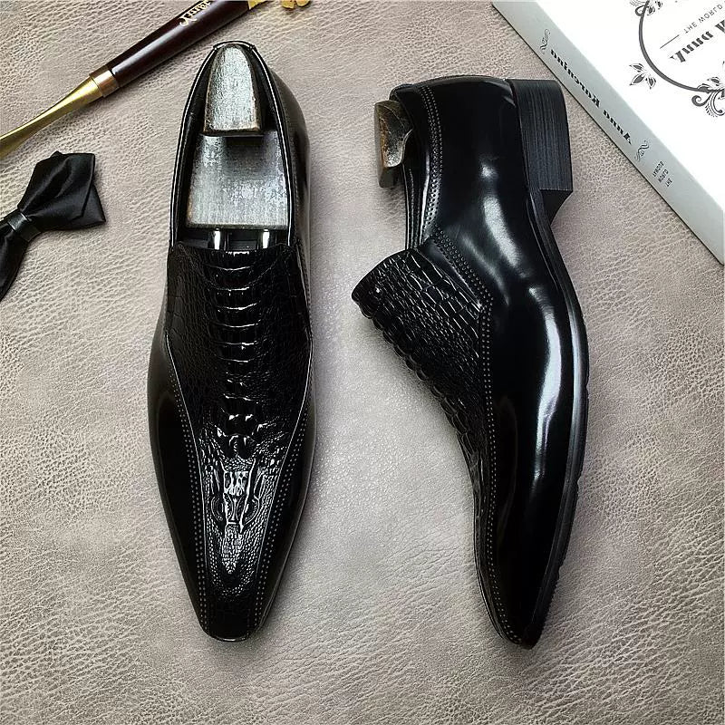 Slip-on Fashion High-End Crocodile Pattern Stylist Leather Shoes