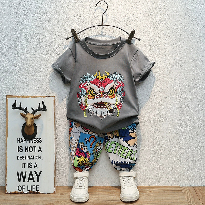 Children's Clothing Cartoon Boy Short Sleeve Handsome Cool Summer Clothes