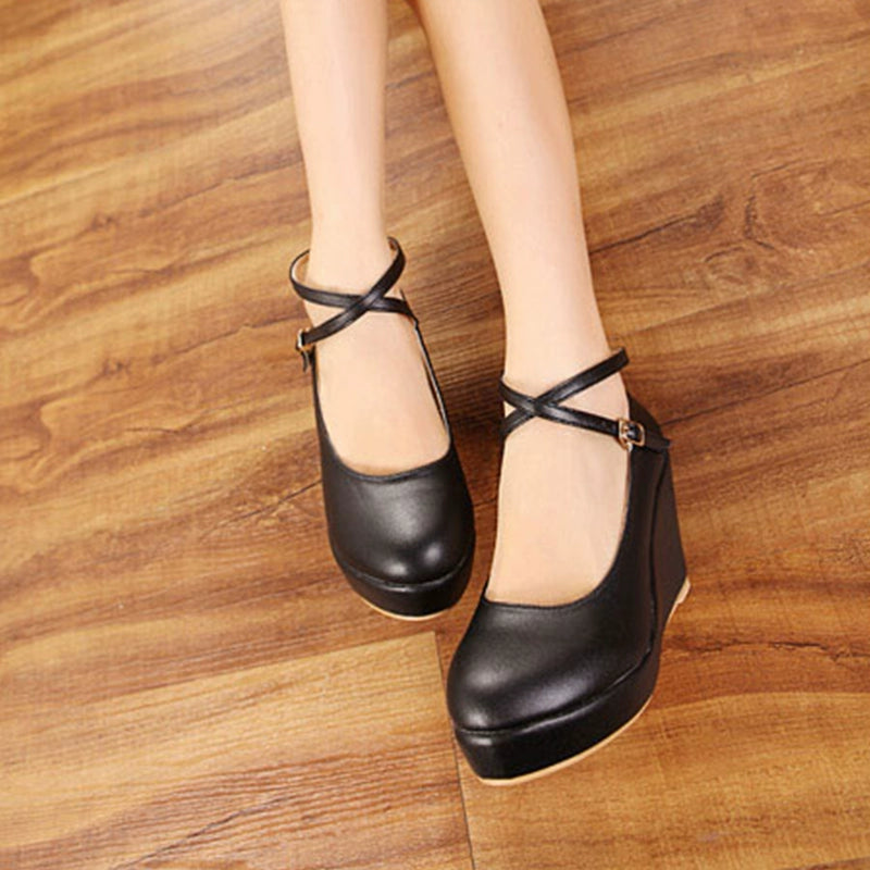 Comfortable Fashion European and American Style Muffin Bottom Small Size High Heel Flats