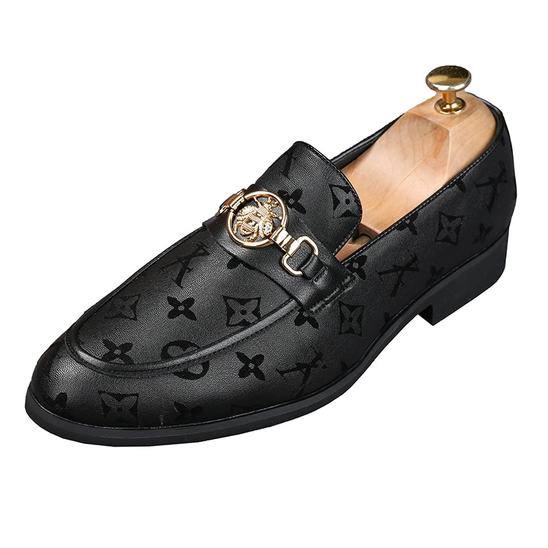 European Station Pointed-Toe Slip-on Hidden Heel Casual Leather Shoes