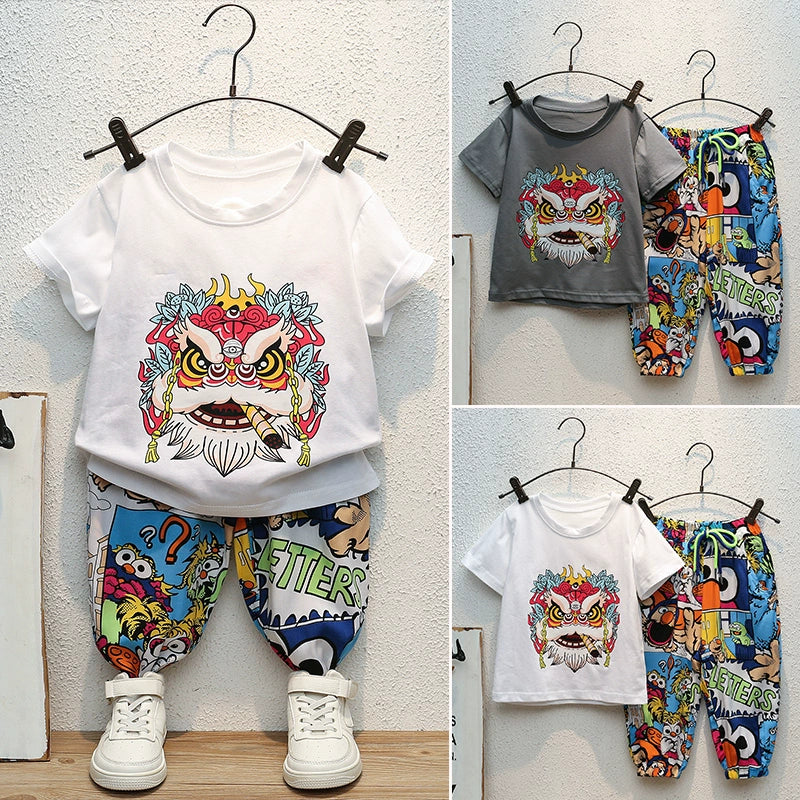 Children's Clothing Cartoon Boy Short Sleeve Handsome Cool Summer Clothes