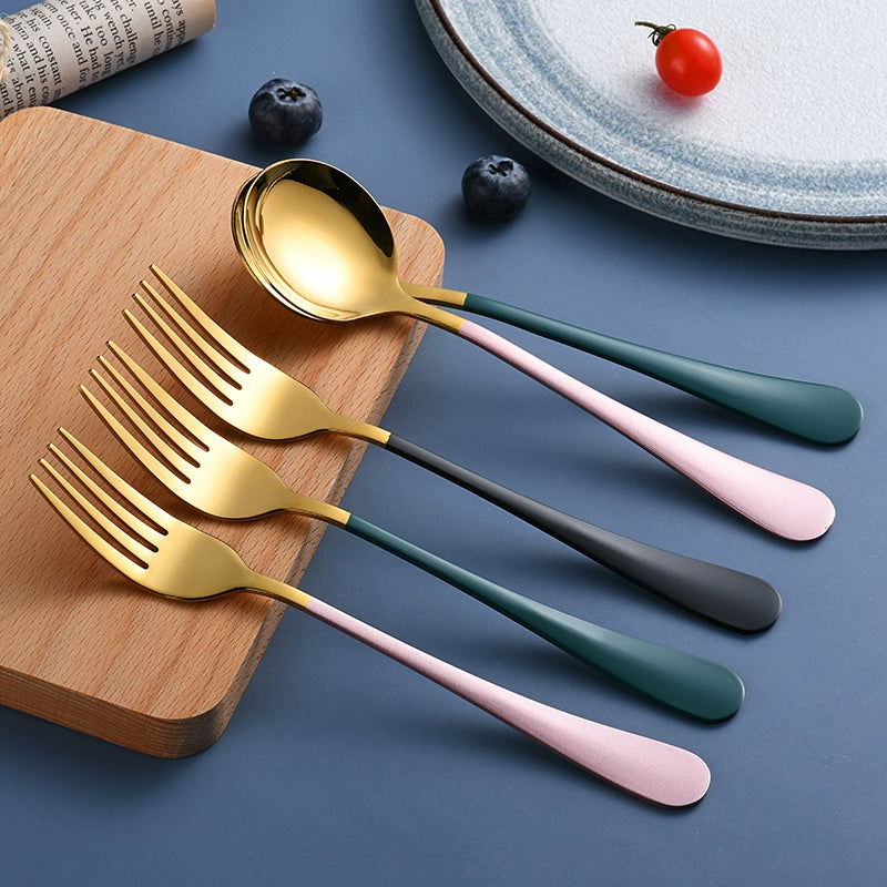 For Home Cute Instant Noodles Fork Pasta Salad Steak Fork Stainless Steel Fork Single Good-looking Tableware