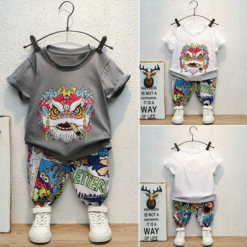 Children's Clothing Cartoon Boy Short Sleeve Handsome Cool Summer Clothes