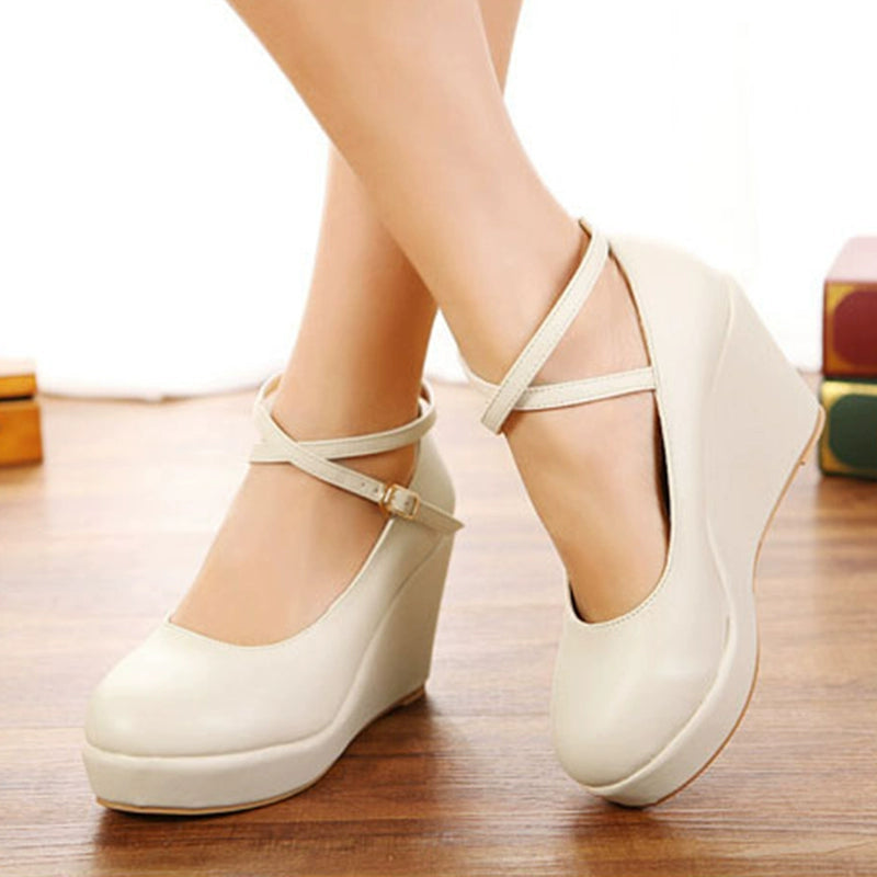 Comfortable Fashion European and American Style Muffin Bottom Small Size High Heel Flats