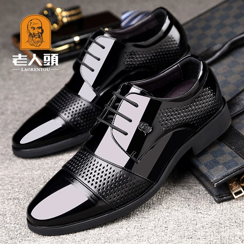 Elderly Head Business Formal Wear Middle-Aged Breathable Lace up Leather Shoes