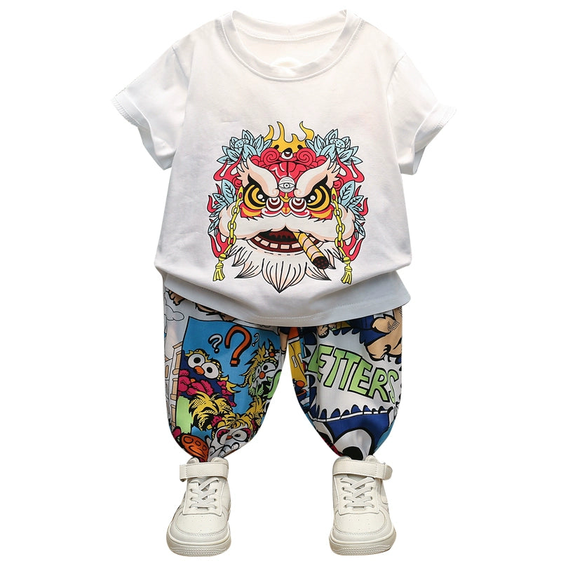 Children's Clothing Cartoon Boy Short Sleeve Handsome Cool Summer Clothes