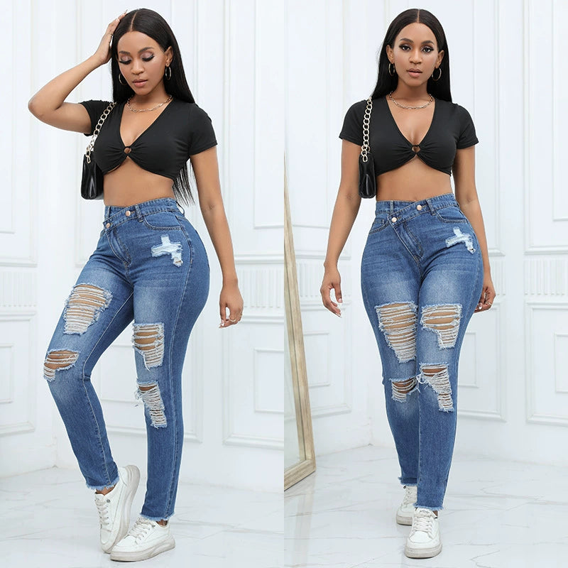 Fall Women's Clothing High Waist Skinny Jeans Denim High Women Jeans Trousers Long Pants