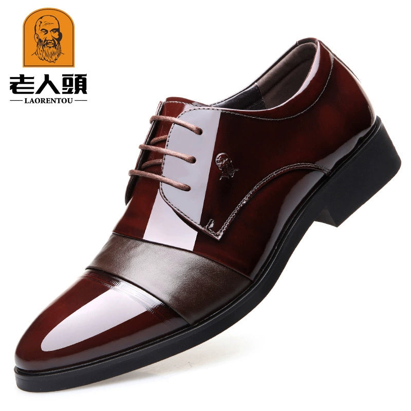 Elderly Head Business Formal Wear Middle-Aged Breathable Lace up Leather Shoes