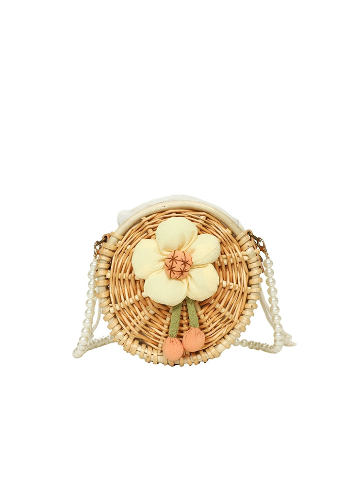 Spring/Summer Casual Weaving Seaside Vacation Small round Bag