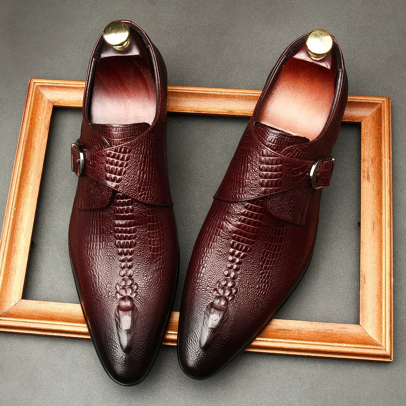 Business Young Men's Wine Red Leather Shoes