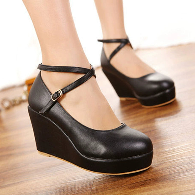 Comfortable Fashion European and American Style Muffin Bottom Small Size High Heel Flats