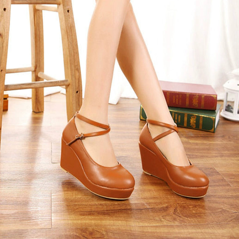 Comfortable Fashion European and American Style Muffin Bottom Small Size High Heel Flats