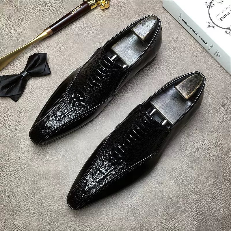 Slip-on Fashion High-End Crocodile Pattern Stylist Leather Shoes