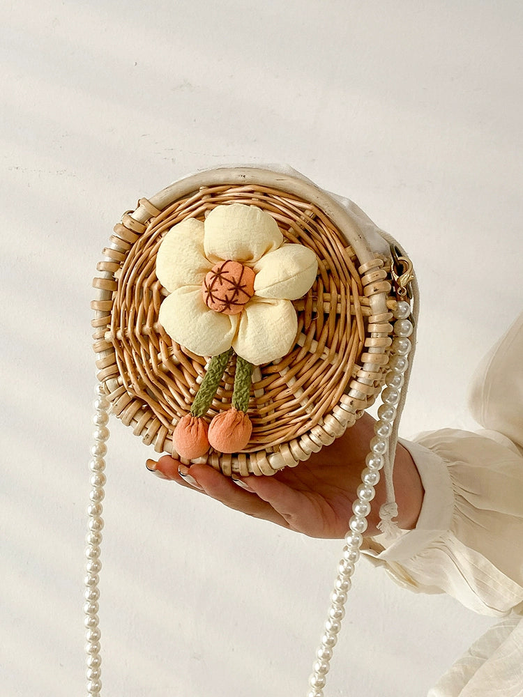 Spring/Summer Casual Weaving Seaside Vacation Small round Bag