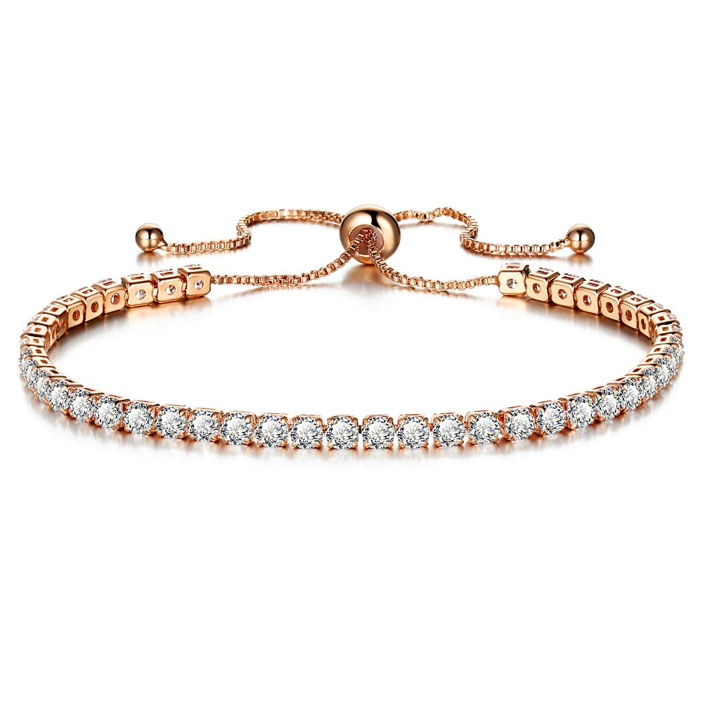 Crystal-Inlaid Push-Pull Women's Full-Diamond Single-Row Bracelet