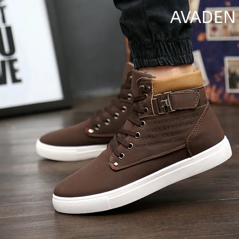 Men Casual Vintage Shoes High Top Round Toe Wear-Resistant Fashion Outdoor Walking Comfortable Trend Spring and Autumn Main Push