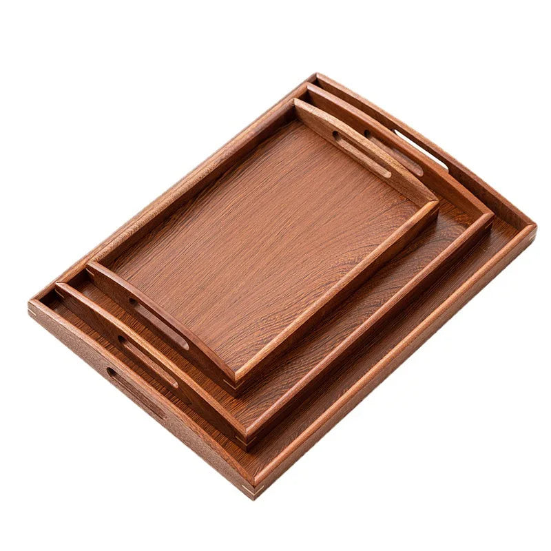 Rectangular Wooden Trays Bamboo Ebony Tea Tray Fruit Snack Coffee Breakfast Serving Trays Food Plate Platter Kitchen