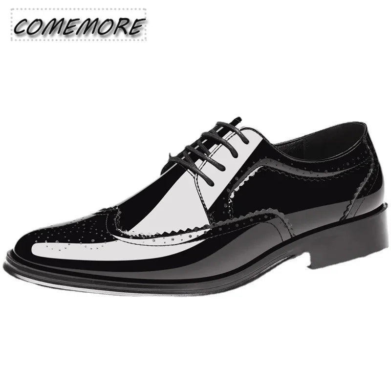 High Quality Italian PU Leather Shoes Men's Fashion Business Shoes Casual Shoes Pointed Toe Shoes Wedding Flat Dress Party Shoes