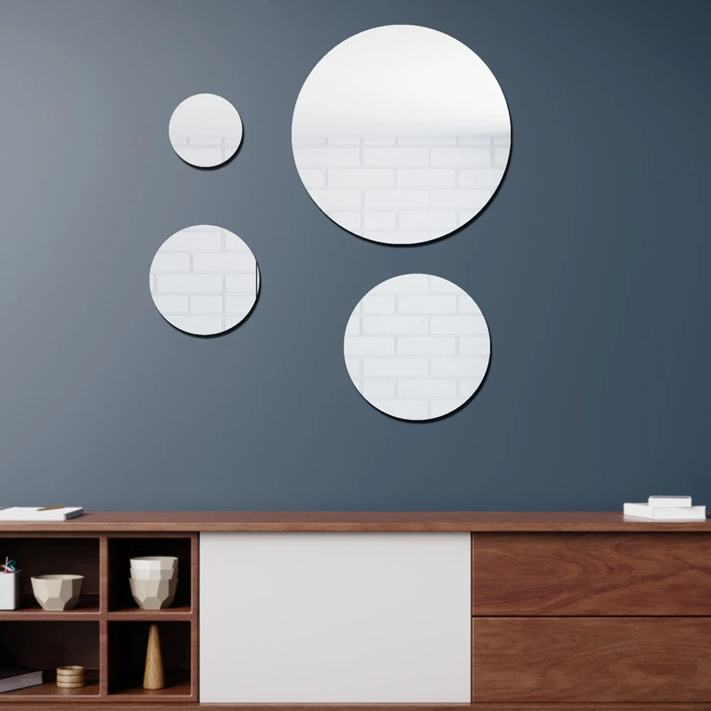 3D Mirror Wall Sticker Round Mirror DIY Tiles Window Wall Sticker Decal for Home Bedroom Background Decoration Kits