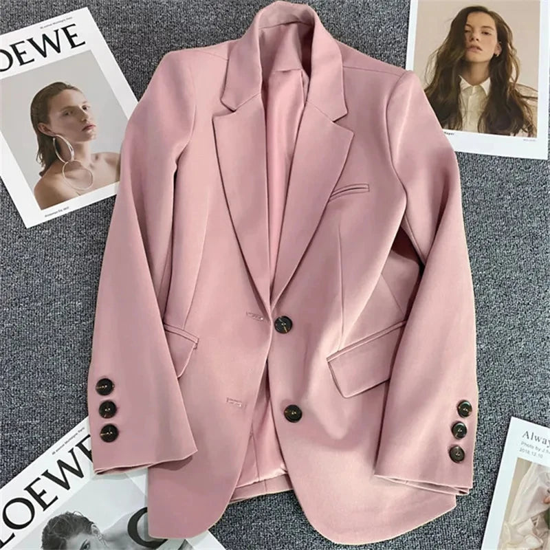 New Spring Autumn Women Coat Korean Fashion Leisure Office Blazer Versatile Solid Long Sleeved Suit Tops Female Jacket Outerwear