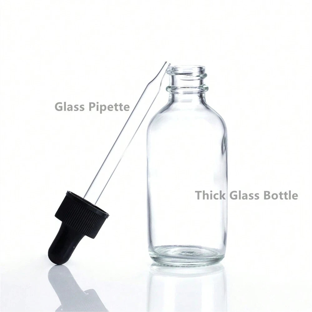 12pcs 2 Oz 60ml Glass Eye Dropper Bottles Empty Leakproof Travel Clear Tincture Bottle for Essential Oils Liquids Lab Chemicals