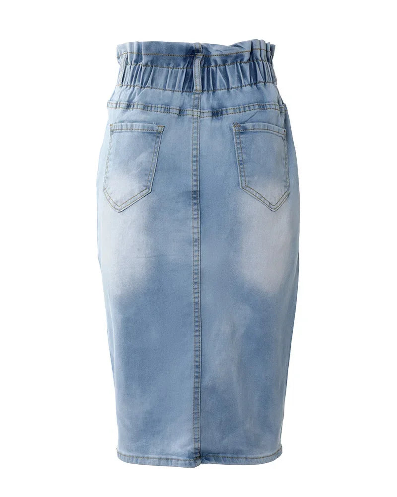 Sheath Sexy Summer Autumn Fashion Button Fly High Waist Denim Skirt Women Slim Casual Skirt Jeans