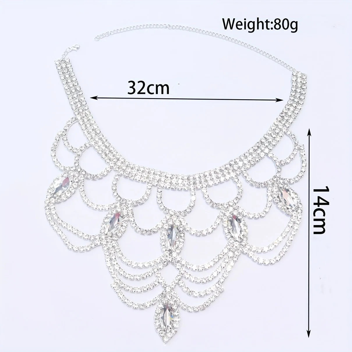 Fashion Shiny Rhinestone Necklace Jewelry Women's Exquisite Luxury Bridal Wedding Party Jewelry Necklace Wearing Accessories