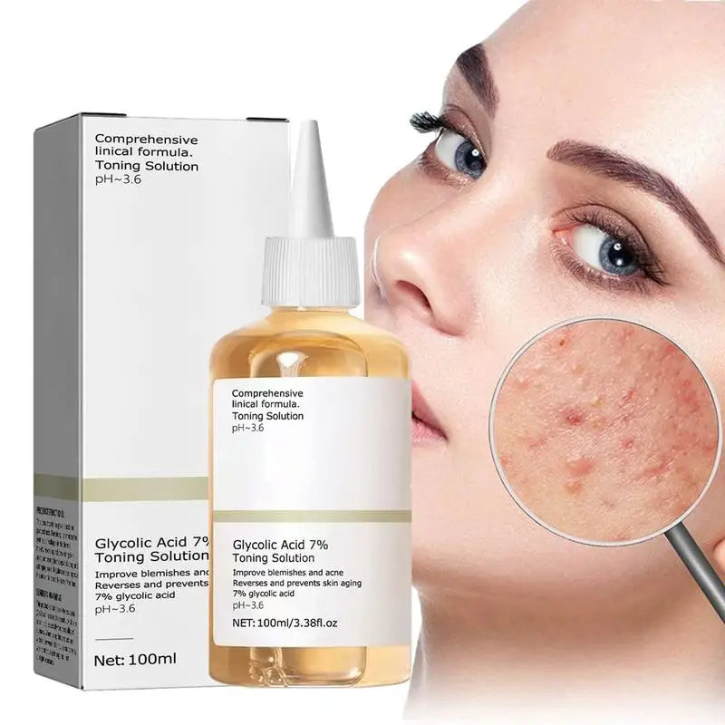 Glycolic Acid 7% Toning Solution Dispelling acne Acne Remover Lifting Firming Wrinkles Glowing Facial Skin Care Acid Toner New