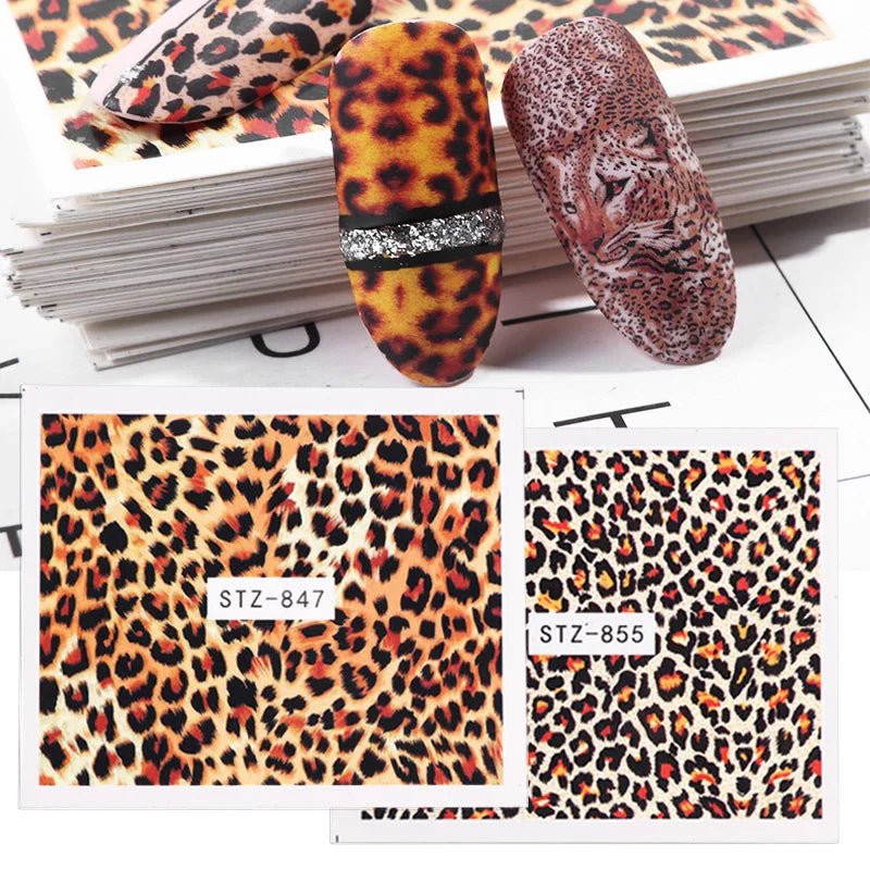 1pcs Sexy Leopard Nail Art Water Transfer Stickers Decals Animal Charm DIY Full Wrap Slider Manicure Decoration Accessory BEB304