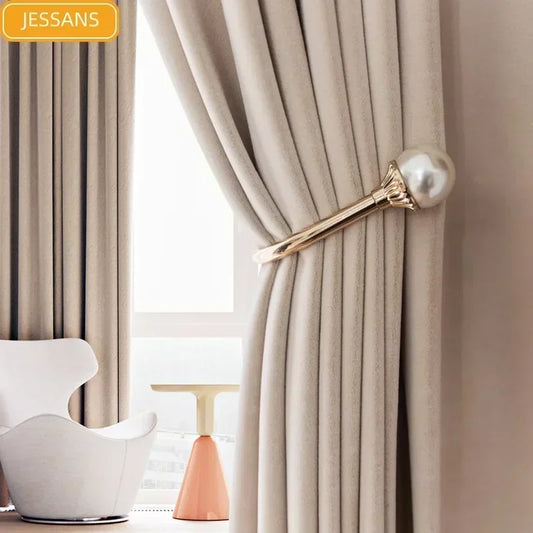 2024 Cream Beige Blackout Australian Cashmere Wool Velvet Insulation Curtain Custom Curtains for Living Dining Room Bedroom