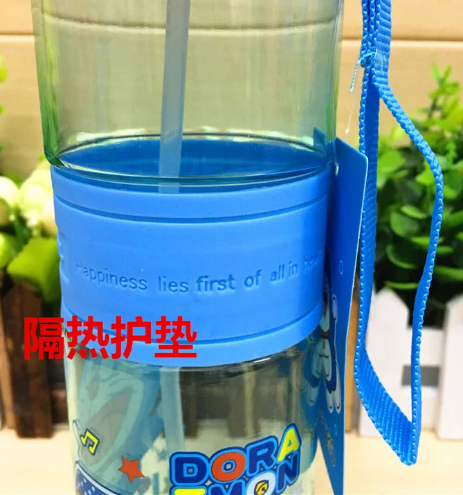 1pcs 350-500ml Disney Children cartoon Frozen Elsa straw cup girl boy kettle anti-scalding bottle Lanyard cup Leak-proof drop