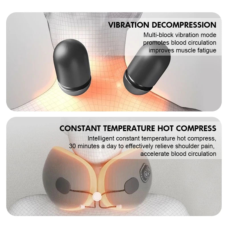 Heated Neck Pillow Multifunction Memory Foam Massage Pillow Soft Airplane Pillow Ergonomic Healthcare Travel Pillows for Nap