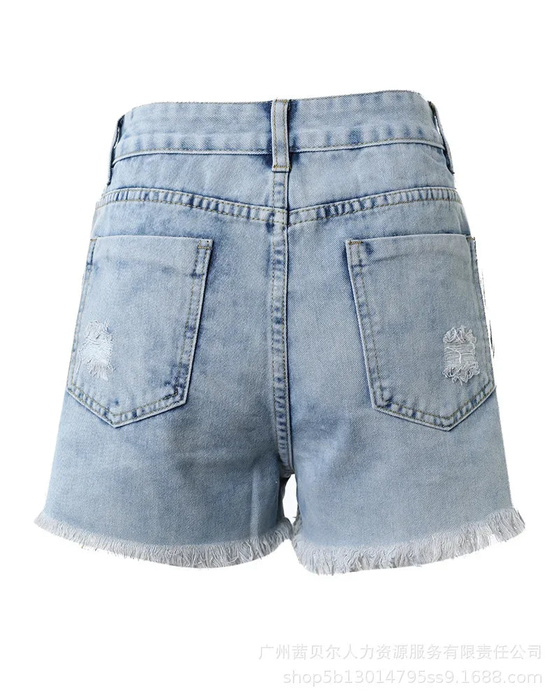 Side Zipper Raw Hem Denim Shorts Women Shorts Jeans High Waist Short Pants Y2k Pockets E-girl Beach Slim Fit Summer New 2023