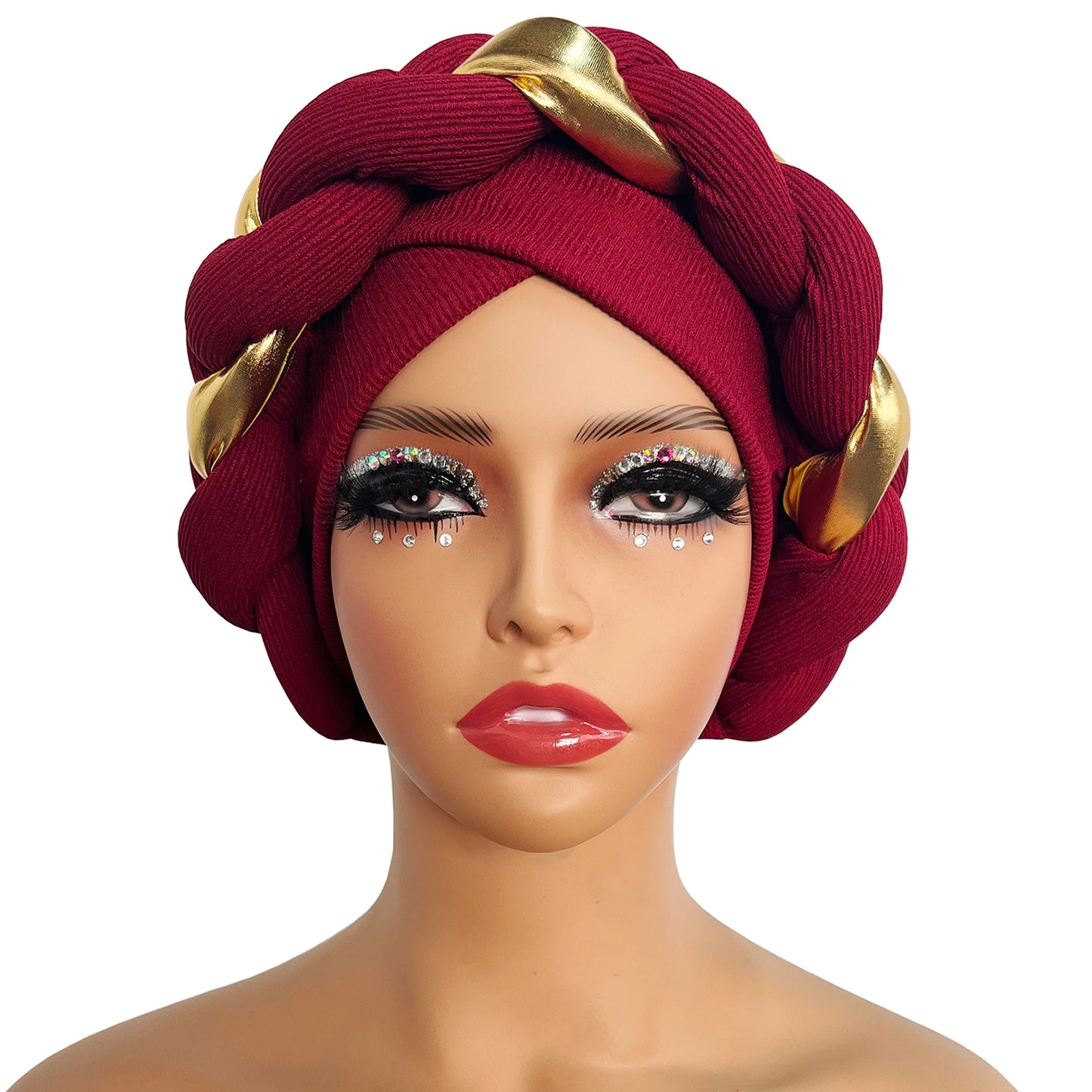 African Turban Cap Headdress Women's Pleated Hat Hair Accessories Arab Wrapped Muslim Hijab