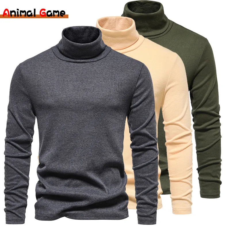 New Men's Casual Slim Fit Basic Tops Lightweight Turtleneck Pullover Sweatshirts