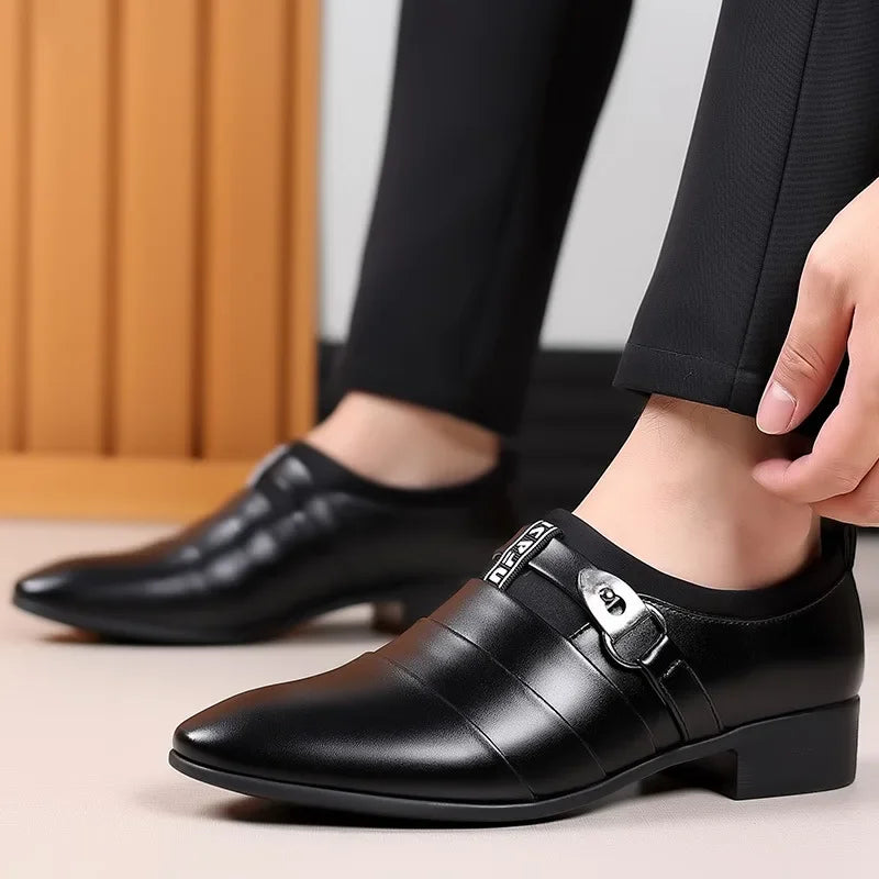 Black Shoes Men Luxury Business Oxfords Leather Breathable Formal Dress Male Office Wedding Flats Rubber Footwear Mocassin Homme