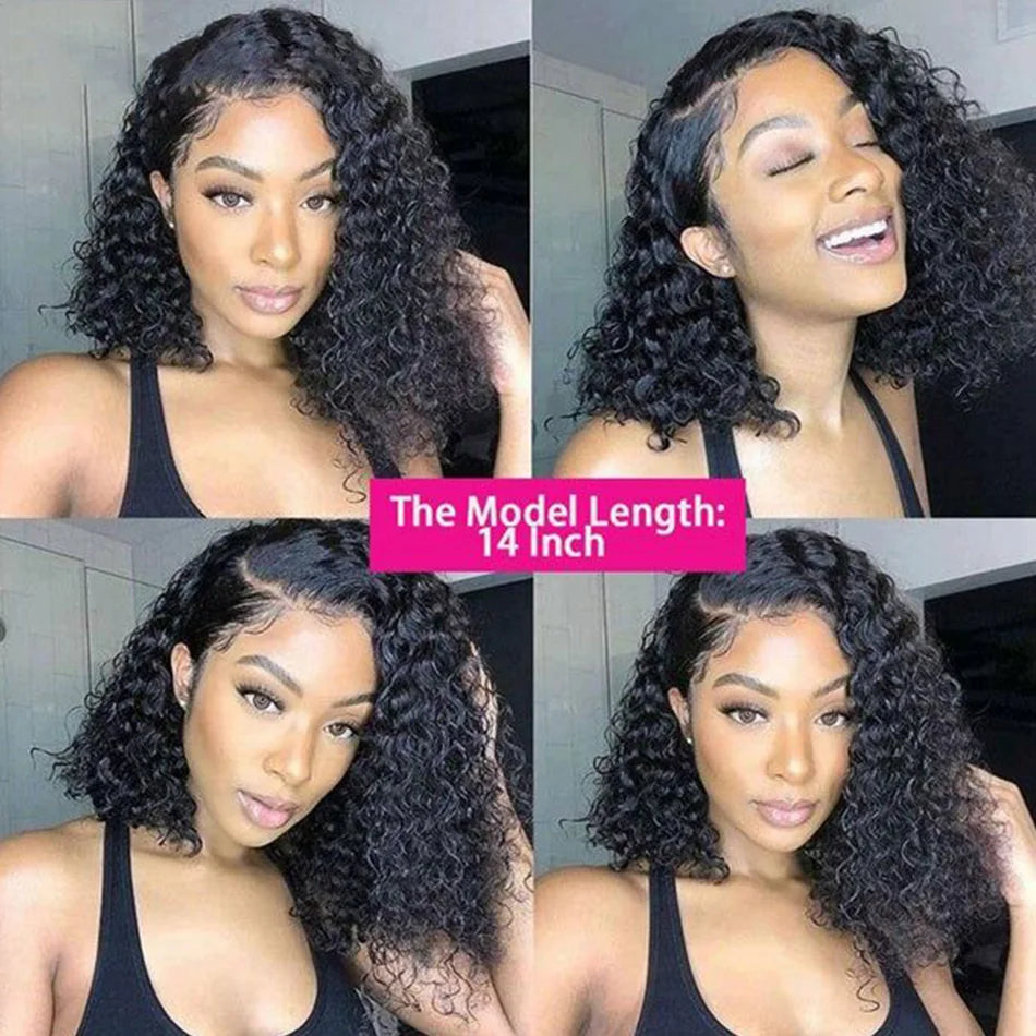 Brazilian Human Hair Wigs Jerry Curly Side Part Short Bob Wig for Women Natural13x1 Lace Fronal Water Deep Curly Human Hair Wigs