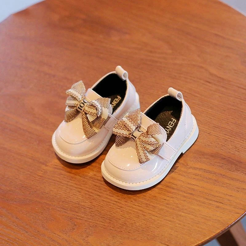 New Baby Girl Princess Shoes Toddler Non-slip Flat Soft-sole Leather Shoes  Rubber Crib Lovely Butterfly-knot Infant