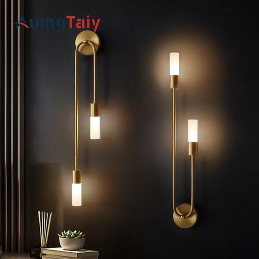 Modern Led Wall Lamps Long Strip Nordic Wall Sconce for Bedroom Bathroom Mirror Decor Living Room Corridor Background Gold/Black