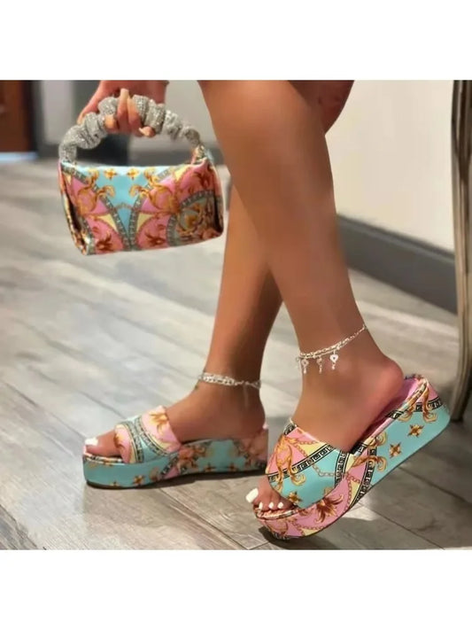 New Thick Sole Slippers Women's 2024 Large Ethnic Style Slippers Simple Beach Fashion Colorful Sandals Women's Versatile Summer