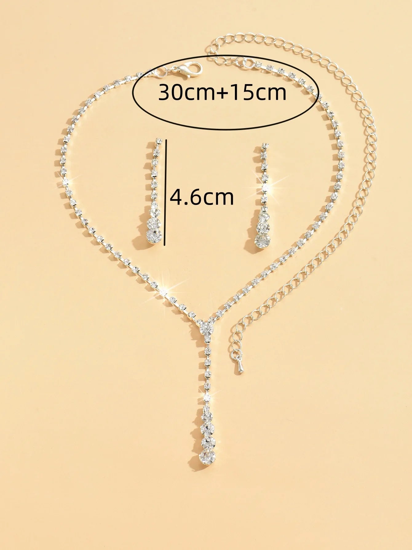 TREAZY Silver Plated Celebrity Style Drop Crystal Necklace Earrings Set Bridal Bridesmaid Wedding Jewelry Sets