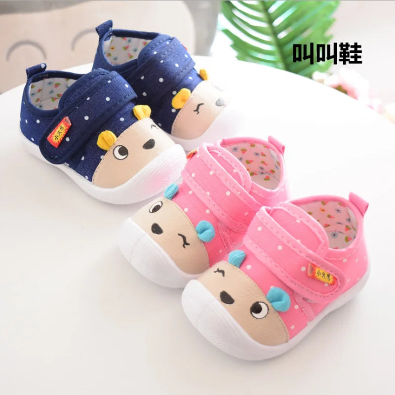 New Infant Kids Baby Cartoon Anti-slip Anti kicking functional shoe Soft Sole Squeaky Sneakers Babyslofjes Chaussures Bebe Fille